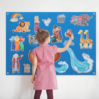 HunnmingRe Noah's Ark Felt Board Bible Stories Set Flannel Felt Board for Girls Boys Noah's Ark Craft Toy Pieces Bible Puzzles for Baptism School Class Home Activities
