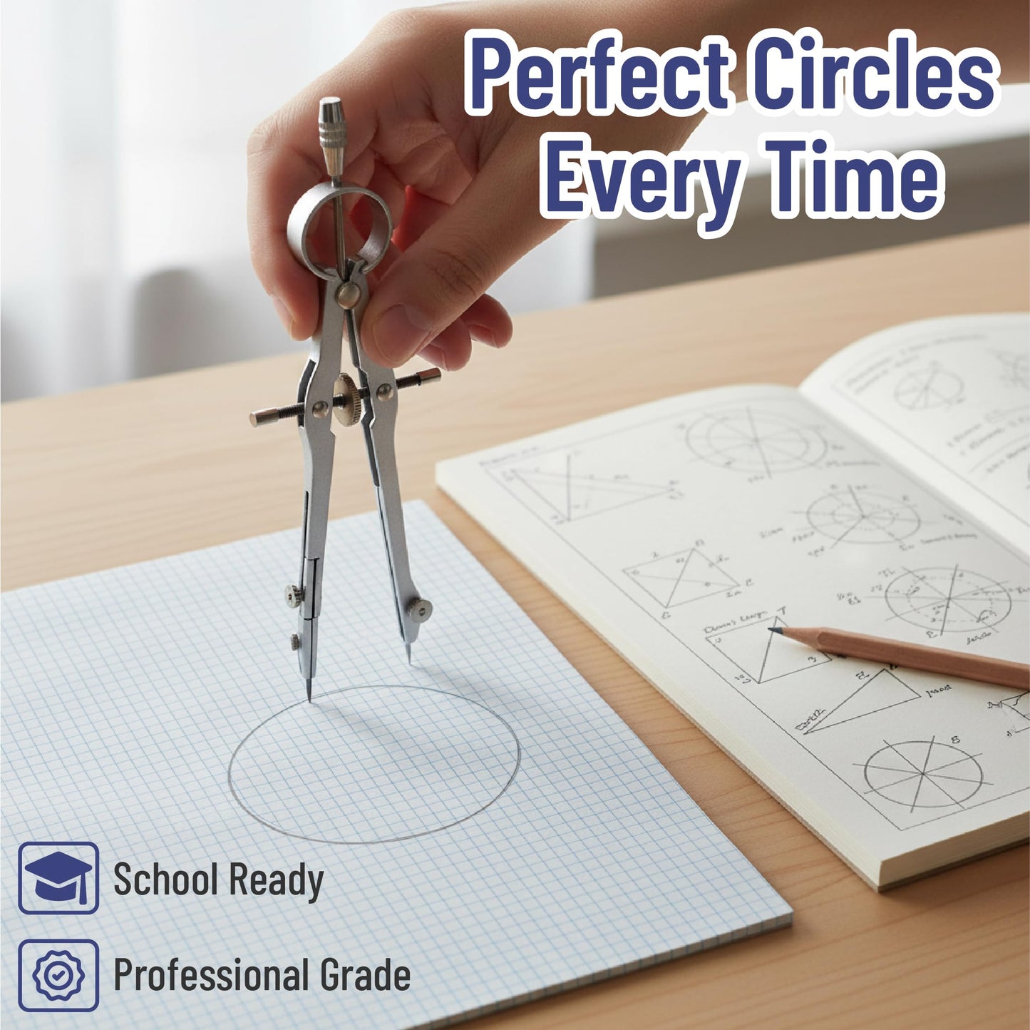 Mr. Pen- Geometry Set, 15 pcs, Light Grey, 6 Inch Swing Arm Protractor, Divider, Set Squares, Ruler, Compasses and Protractor