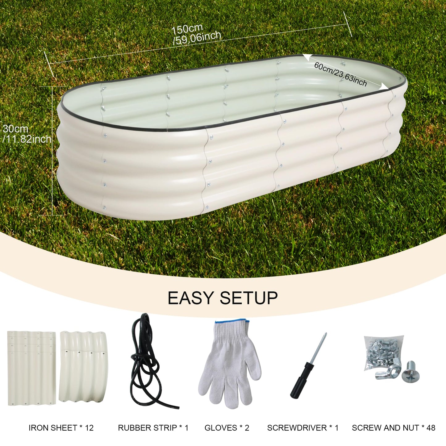 ToBoom Galvanized Raised Garden Bed Kit Outdoor Metal Garden Planter Box for Backyard Gardening, Planting Vegetables, and Patio (59"x23.6"x11.8")
