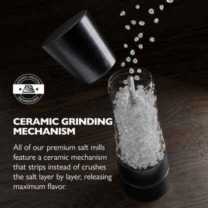 COLE & MASON Derwent Salt Grinder - Gunmetal Mill Includes Gourmet Precision Mechanism and Premium Sea Salt