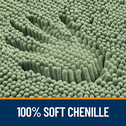 OLANLY Toilet Rugs U-Shaped 20x20, Extra Soft Absorbent Chenille Contour Bathroom Rugs for Toilet, Dry Quickly, Machine Washable, Non-Slip Bath Mat, Sage Green