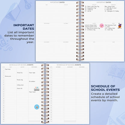 Clever Fox Teacher Planner Spiral – School Year Planner with Calendars & Lesson Plans – Teacher Plan Book for Classroom & Homeschool Organization - Undated, 7.9x10″ (Periwinkle)