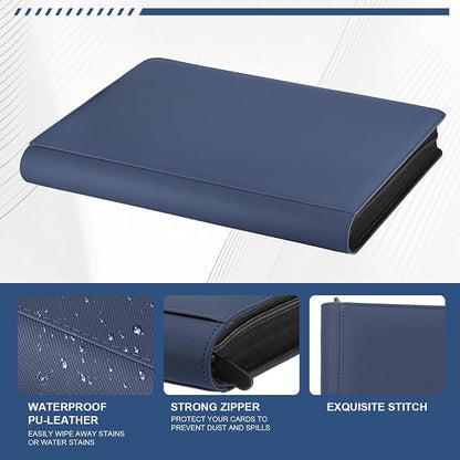 16 Pocket Toploader Binder,Holds 640 TopLoaders,Top Loader Binder for 3" x 4"Rigid Cards,Sleeves Card Collection Binder,20 Double Sided Pages,Compatible with Trading & Sports Holder (16Dark Blue)