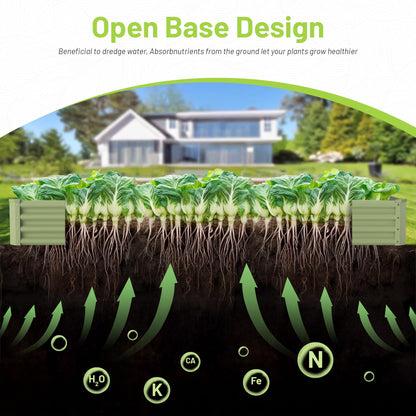 Ayen Guard 2PCS 6x3x1FT Galvanized Raised Garden Bed, Galvanized Planter Raised Garden Boxes Outdoor, Large Metal Raised Garden Beds for Vegetables-Green