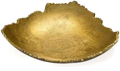 Red Co. 12” Decorative Antique Golden Allure Torn Metal Centerpiece Bowl with Sculpted Edges
