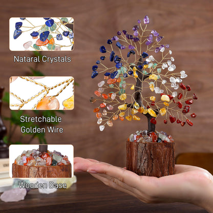 LAIDANLA 7 Chakra Crystal Tree of Life Positive Energy Good Luck Birthday Gifts Money Feng Shui Reiki Meditation Crystals Natural Stones Trees Home Office Desk Decor Spiritual Gifts for Women Men
