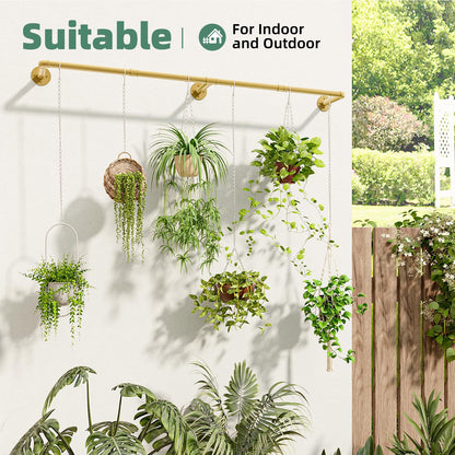 Plant Hanger Indoor Hanging Planters for Indoor Plants Hanging Plant Holder Window Plant Rod Gold Metal Shelves 63 Inch (Pot/Chains not Included