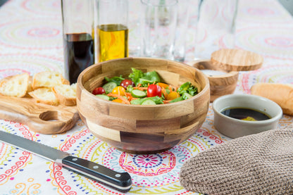 Lipper International Acacia Round Serving Bowl for Pasta, Fruits, Salads, or Popcorn, 8" Diameter x 3.25" Height, Single Bowl
