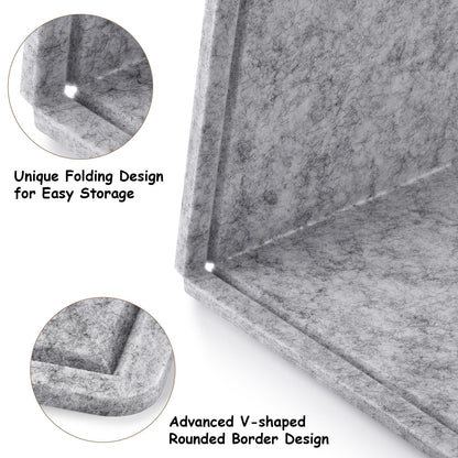 Large Bulletin Board, Foldable 60x36 Inches Cork Board Alternative, Large Felt Board Decorative Pin Board for Wall, Foldable Photo Board Self-Adhesive Vision Board with 36 Pushpins Light Gray