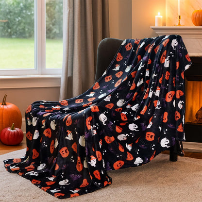HITIME Cozy Blanket Printed Throw Halloween Collection - 300 GSM Fleece Blanket for Home Decoration, Ultra Soft Microfiber (Throw - 50" x 60") - G