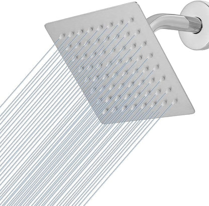 Voolan Rain Shower head, High Pressure Shower Head Made of 304 Stainless Steel, Relaxed Shower Experience Even at Low Water Flow and Pressure(6" Brushed Nickel)