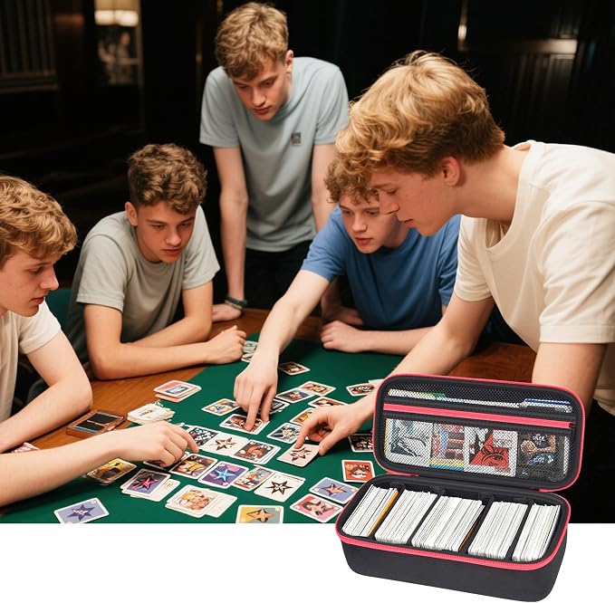 ALKOO Premium 900+ Trading Card Carrying Case - Hard Shell TCG Travel Storage Bag with Dividers & Shoulder Strap - Holds 900+ Sleeved Cards or Deck Boxes - Compatible with MTG & Sports Cards