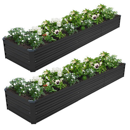 ZUNUDA 12×2×1FT(2PCS) Galvanized Raised Garden Bed Kit Metal Planter Boxes,Large Outdoor Planters Garden for Planting Vegetables,Flowers,Herbs -Black