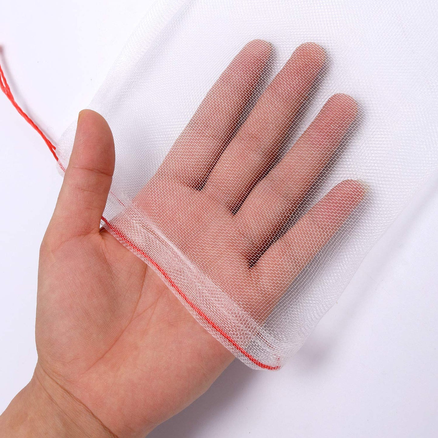Kikhope 50 Pcs Fruit Protection Netting Bags, 10"x6" With Drawstring, Garden Barrier for Protecting Fruits