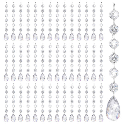100 Pcs Chandelier Crystals Replacement Clear Acrylic Hanging Teardrop Ornaments Christmas Tree Ornaments Hanging Crystals for Centerpieces Chandelier Lamp Suncatcher Window Home Decoration(Classic)