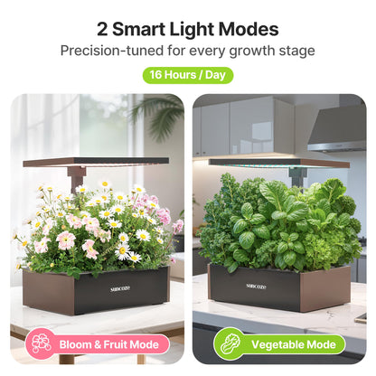 SUNCOZE Hydroponics Growing System Kit, 20 Pods Indoor Herb Garden with 10L Water Tank & Adjustable Height 25", 30W LED Grow Light, LCD Display with Veg/Flower Modes, Pump & Low Water Reminder, Black