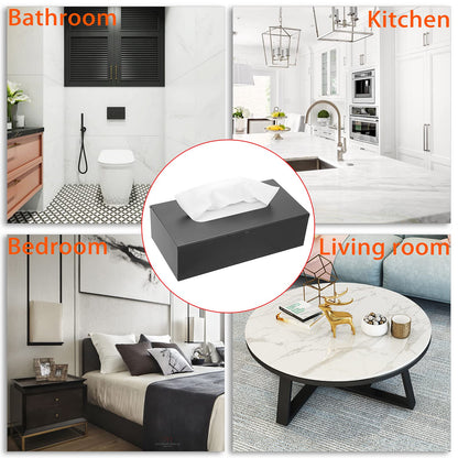 Sumnacon Rectangular Tissue Box Cover - Stylish Stainless Steel Tissue Box Holder, Modern Metal Facial Tissue Holder for Dresser Table Night Stand Bathroom Vanity Home Office Bar Decor, Black