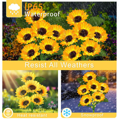 VOOKRY Solar Lights Outdoor, 4 Pack with 24 Sunflower Lights, Waterproof Solar Flowers Garden Decor, Birthday Gifts for Mom Women Grandma, Sunflowers Yard Decoration for Lawn Backyard Patio Flowerbed