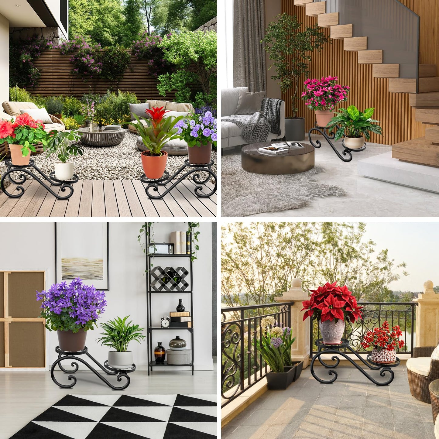 HLC Metal Plant Stand Flower Pot Holder Indoor Outdoor Plant Display Shelf Rack for Garden