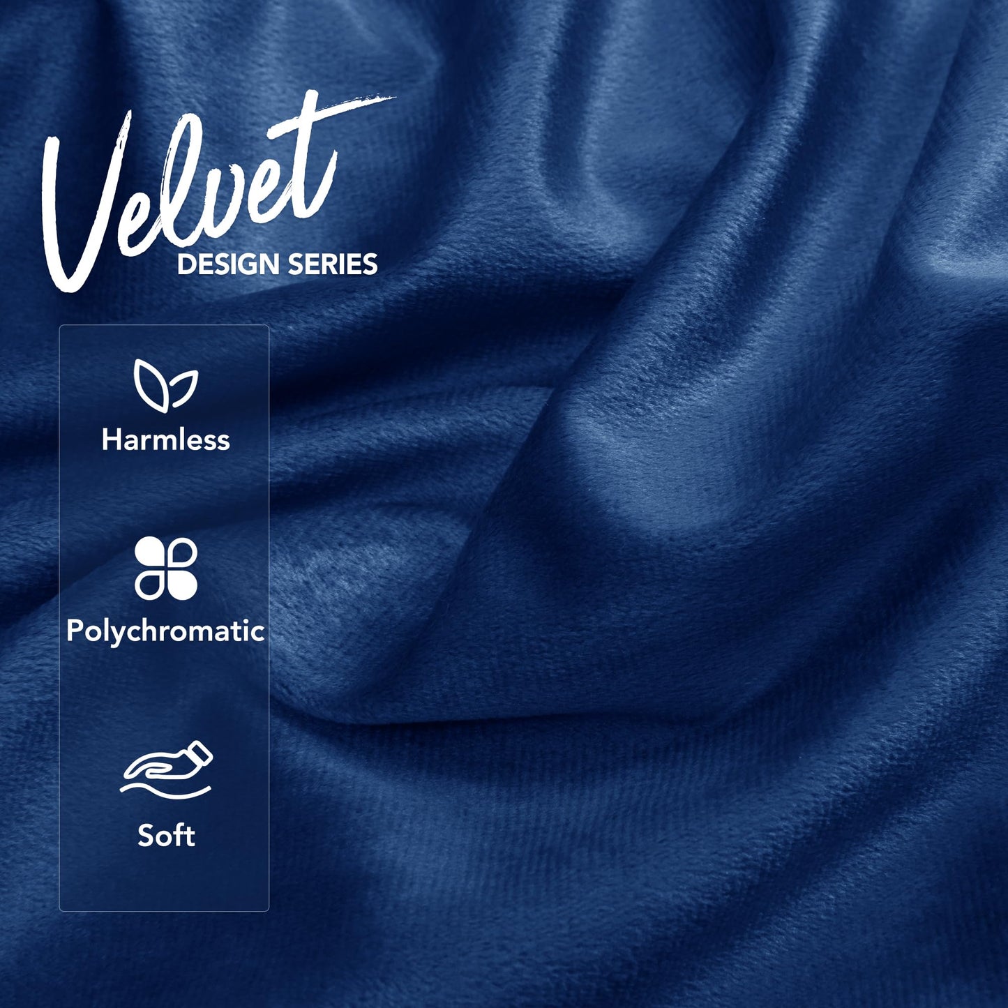 Deconovo Velvet Throw Pillow Covers, Set of 2, 22” x 22” Navy, Comfortable Square Pom-poms Soft Hidden Zipper Cover for Bedroom