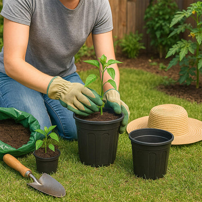 Tulpeed 25 Pack 3 Gallon Flexible Plant Nursery Pots Plastic Seedling Starting Pots with Drainage Holes Soft Flower Pots Plant Container with Plant Labels, Black
