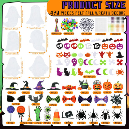 Moucuny 36 Sets Halloween Felt DIY Ghost Themed Craft Kit Ghost Hanging Ornament Halloween Party Favor Decoration for Indoors Outdoors Activities Supplies