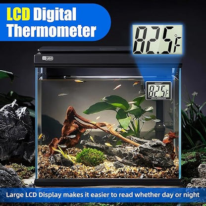 AQUANEAT Aquarium Thermometer 2 Packs, Fish Tank Thermometer, Aquarium Digital Temperature Gauge, with Large LCD Display