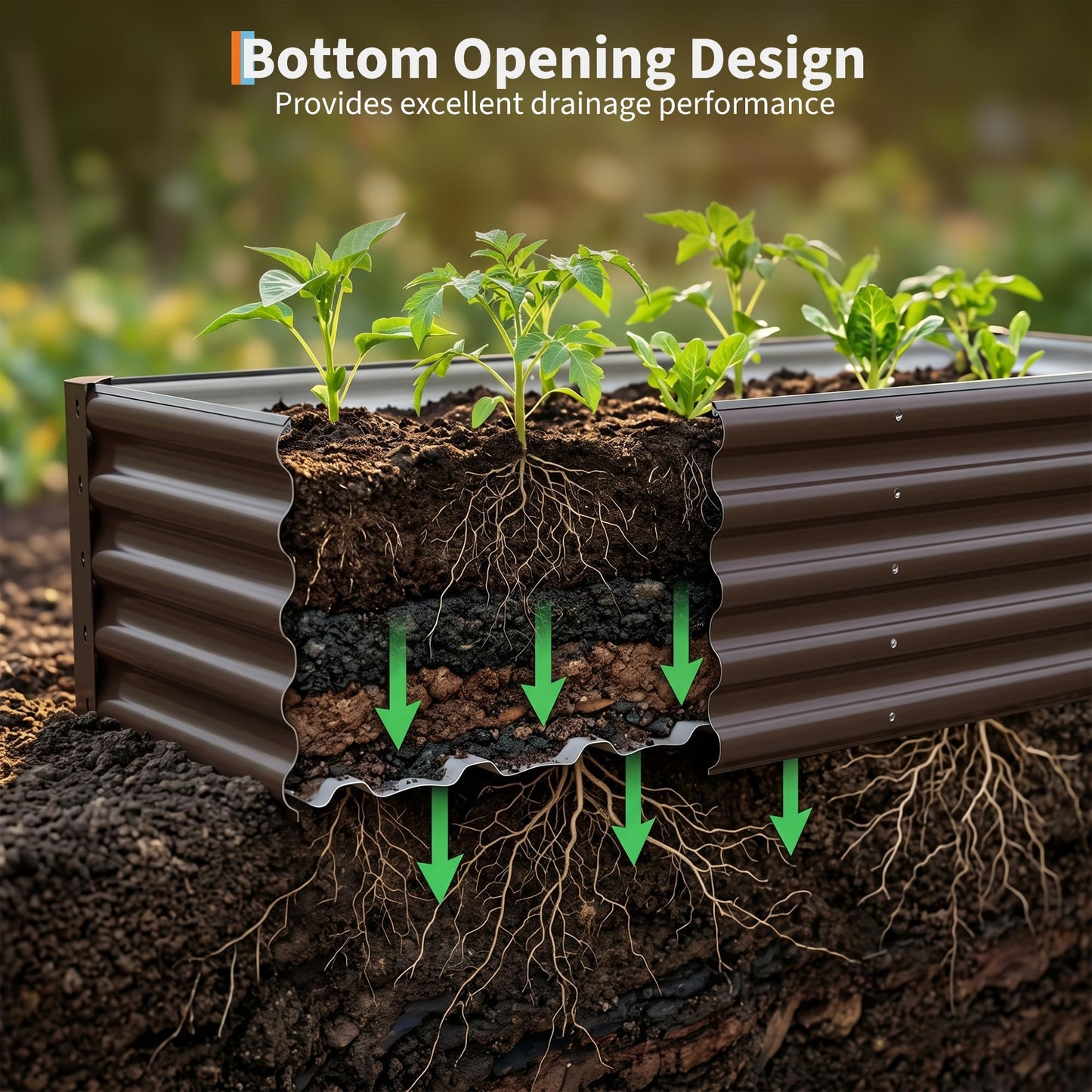 ActiveTrail 2 Pack Galvanized Raised Garden Bed Kit, Large Rectangular Metal Oval Raised Garden Beds, Outdoor Deep Root Box Planter for Gardening, Vegetables, Flowers, Herbs (4x2x1FT, Brown)