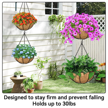 ZeeDix 4 Pack, 24 Inch Hanging Basket Chain with Hooks, Black Metal Planter Flower Pot Chain for Hanging Plants Outdoor, Adjustable Replacement Chain Plant Hangers for Lanterns Bird Feeders & Flowers