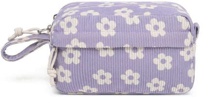 Bluboon Big Capacity Pencil Case Pencil Pouch Pen Case School Supplies Cute Pencil Box Pencil Bag for Teen Girls Boys Women Man (Beige Flower Purple)
