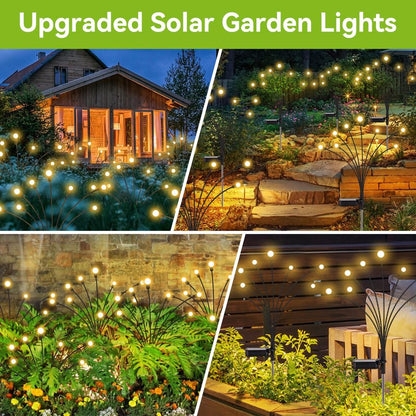 YShengMian Solar Garden Lights Outdoor Waterproof, 2 Pack 16 LED Swaying Light Firefly Light Outdoor Decor Lights for Garden Gifts for Pathway Party Christmas Decoration, Warm White