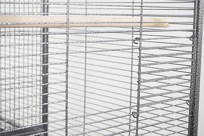 1F/2F/3F Stackable Center Divided Breeder Breeding Bird Flight Double Rolling Cage for Aviaries Canaries Cockatiels Lovebirds Finches Budgies Small Parrots. (Black Vein, 1F)