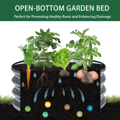 Gartist 2 Pcs 2x2X1 FT Round Galvanized Raised Garden Bed Kit, Black Outdoor Planter Garden Bed, Metal Raised Box for Vegetables, Fruits, Flowers & Herbs