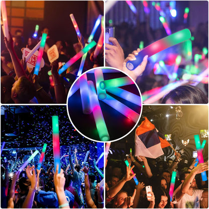 SHQDD 105PCS LED Foam Glow Sticks, Foam Light up Sticks Bulk Party Pack with 3 Modes Colorful Flashing, Glow in The Dark Party Supplies for Parties, Wedding, July 4th, Birthday,Raves,Concert,New Year