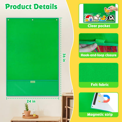 AKAYOK Felt Board for Toddlers, 24"x36" Felt Board for Wall | Includes 30 Self Adhesive Dots Perfect for Learning, Organization, and Creative Play | Classroom Must Haves School Supplies for Teachers