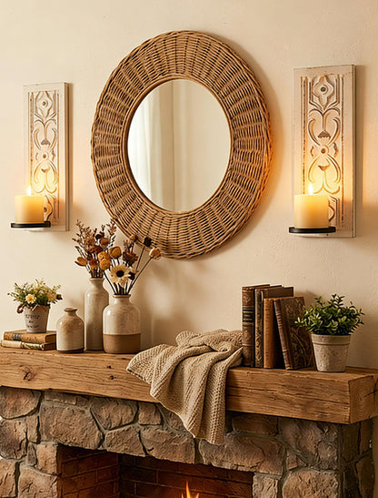 Walasis Rustic Farmhouse Candle Sconces Wall Decor Set of 2