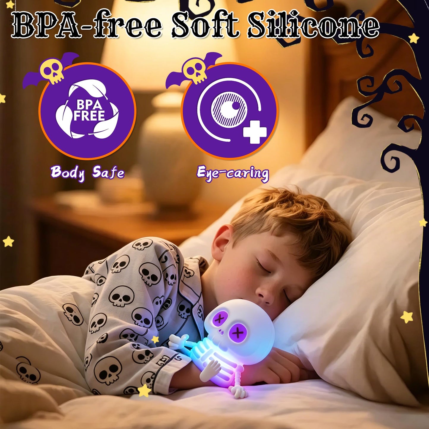 Skull Night Light for Kids Room, Skeleton Lamp,Halloween Decor Night Light
