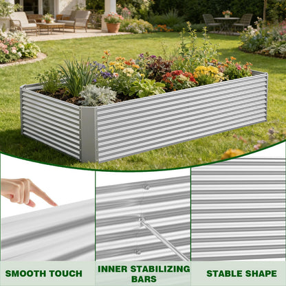 Annzoe 3 Pcs 6 x 3 FT Galvanized Steel Raised Garden Bed, Spacious Outdoor Planter Box with Corrosion-Resistant Finish, Perfect for Vegetables and Herbs in Any Season