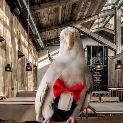 Bird Harness Leather Set Tuxedo Flight Suits with Nappy Diapers Waterproof Inner Layer Urine Wet for Parrot Cockatiel Conure Parakeet Macaw Budgie (XL)