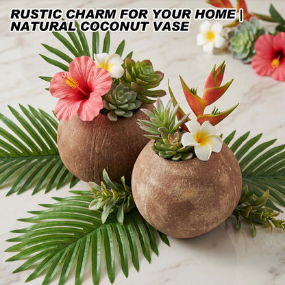 LemonRoad 4 Pcs Natural Coconut Shell Coconut Shell Bowls for DIY Crafts Deep Organic Coconuts Gift for Bird Nest Feeder Desktop Vases Crafts Festive Summer Tropical Luau Party(Without Fiber)