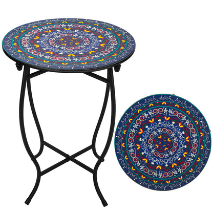 Weogot Outdoor Metal Side Tables, Round Patio Side Table, Weather Resistant Metal End Table Side Table for Patio Yard Porch Balcony Garden Bedside, Plant Stand for Indoor, Easy Assemble