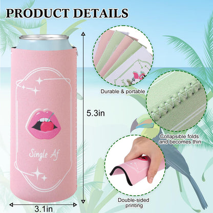 SiliFine 12 Pack Funny Margs and Matrimony Martini Can Coolers Skinny Bachelorette Party Can Sleeves Bride Beer Cup Holder Set Cocktail Wine Themed Party Favors Bulk for Bride Bridesmaid Gifts