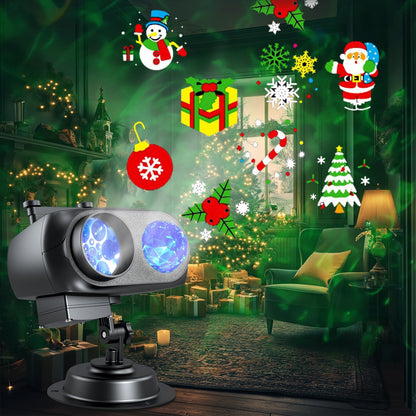 Birthday Projector Lights Outdoor - 2-in-1 HD Holiday Christmas Light Projector with Remote Control & Timer, IP65 Waterproof, Ocean Wave Effects for Yard, Garden, House Decorations