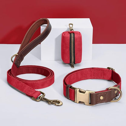 Didog Soft PU Leather Dog Collar for Large Dogs,Classic Adjustable Wide Dog Collars with Quick Release Metal Buckle,Easy Clean and Comfortable with Nylon Lining,Red,XL Neck 20-27", Width 1¼"