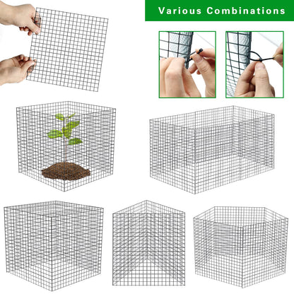 20 Pcs Plant Protector from Animals, 5 Pack 12'' x 12'' Reusable Metal Square Plant Cages, Wire Mesh Garden Cloches to Keep Rabbits, Squirrels and Chicken Out and Protection Vegetables Flowers Shrubs