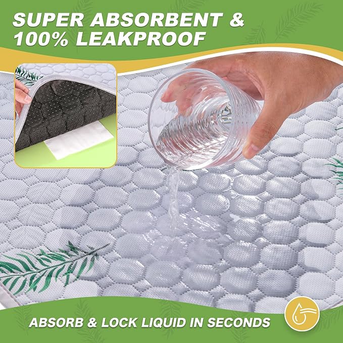 WanpeeGoo Washable Pee Pads for Dogs, 4Pack Reusable Puppy Pads, Super Absorbent & Leakproof Dog Pads, Anti-Slip Dog Pee Pads for Puppy Training & Incontinence, Leaf Pattern 18"x24"