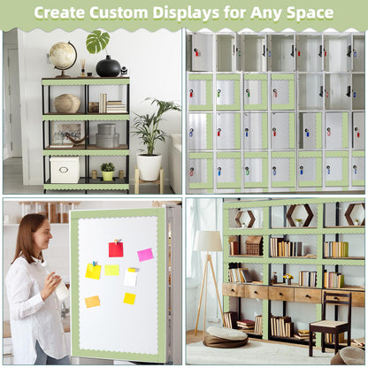 30 Pcs Magnetic Borders for Classroom Whiteboard - Light Green Magnetic Bulletin Board Border Set - Scalloped Chalkboard Border Strips for Teachers, Parents, DIY Home,School & Office Decoration