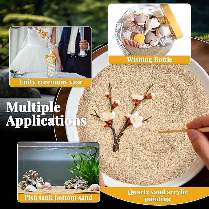 RAINFLOW 15 OZ Fine Yellow Sand for Crafts - Colored Quartz Zen Garden Sand Decorative for Vases Filler, Wedding Unity Ceremony, Incense Burner, Ritual Incense,Wishing Bottle
