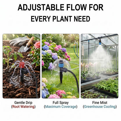 Drip Irrigation Kit – 230FT Automatic Garden Watering System with Quick-Connect 1/4" & 1/2" Fast-Lock Tubing, Adjustable Nozzles & Sprinklers for Greenhouse, Lawn, Potted Plants