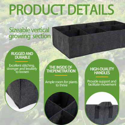 FVOTNW 3-Pack 1 Grids Fabric 7 Gallon Grow Bags, 1x1x1ft Thickened 400G Nonwoven Fabric Raised Garden Beds with Handles - Indoor Outdoor Planters for Vegetables, Herbs, Flowers